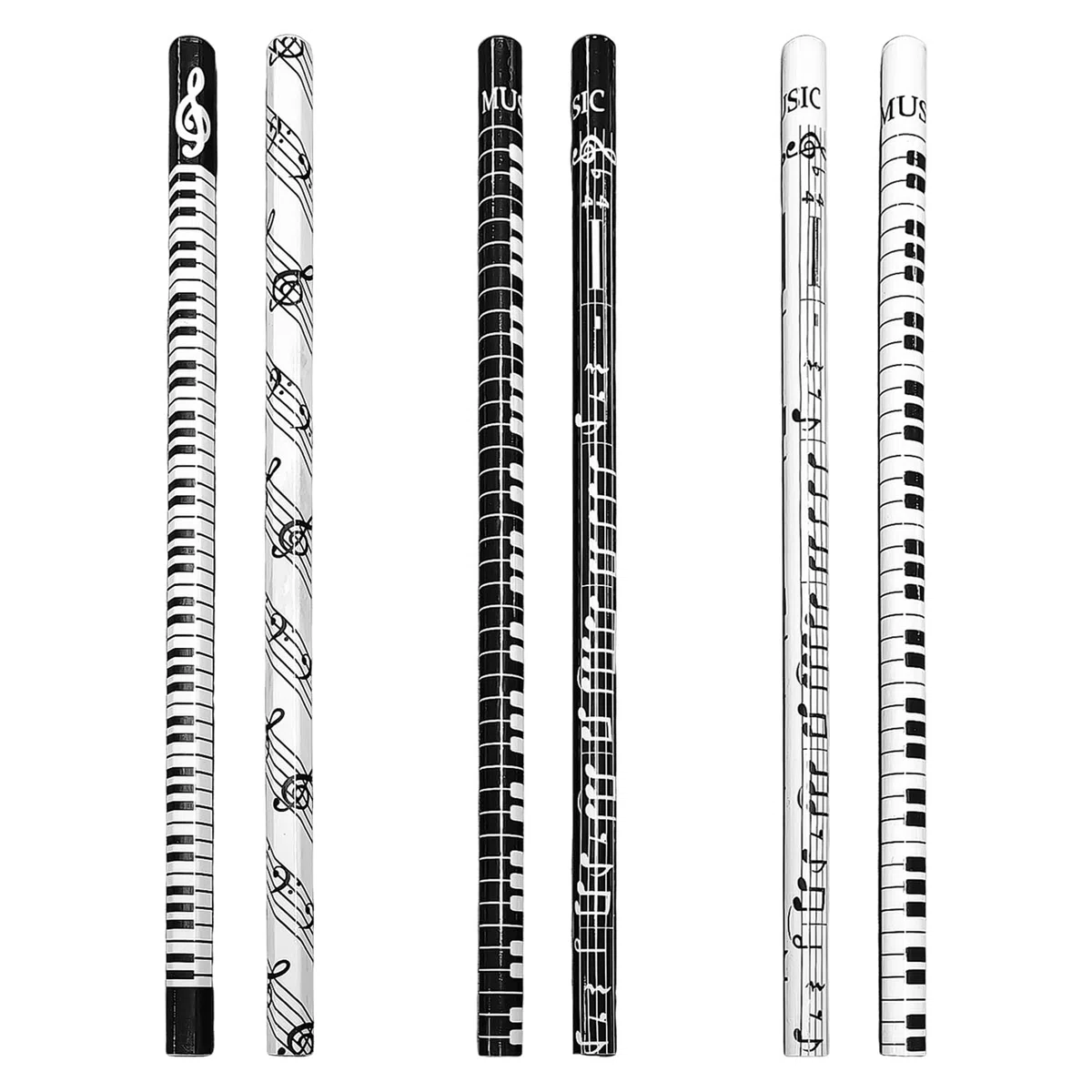 6 Lápices De Notas Musicales, Lápices De Pintura Creativos, Lisos Y Duraderos, Regalos para Recompensar A Los Estudiantes, Papelería Escolar(Blanco Y Negro).