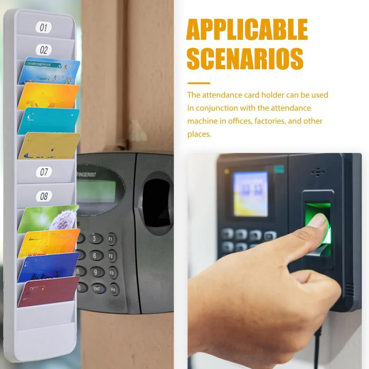 Soporte De Pared para Tarjetas De Asistencia, Porta Tarjetas Pared 12 Ranuras, Titular De Tarjetas De Tiempo, para Oficina Empresa Escuela Estante para Carnet De Identificación Y Acces