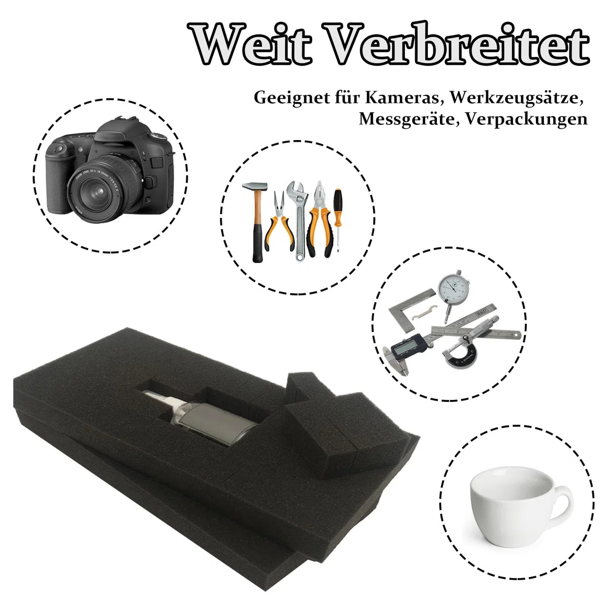 Espuma para Herramientas, 4 Piezas 400 x 300 x 25 mm Espuma de Cuadrícula, Gomaespuma, Insertos de Espumas para Cajas, para Forrar Cajas de Modelos, Negro
