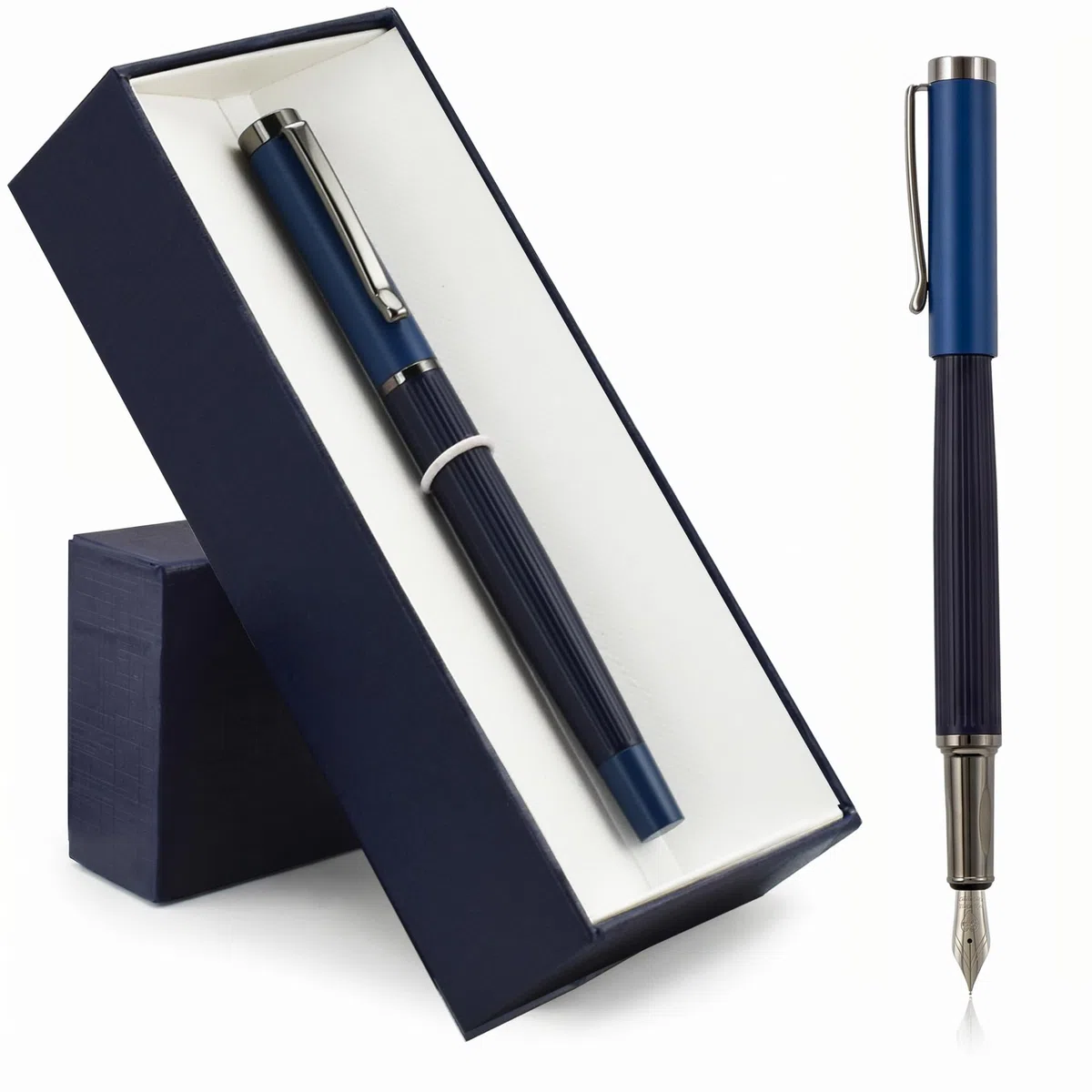 Pluma Estilográfica Personalizada - Set de Regalo con Estuche para Plumas - 2 Recargas Negras - Grabe Cualquier Mensaje en las Plumas - Regalo para el Día del Padre Graduación Regalos de Boda