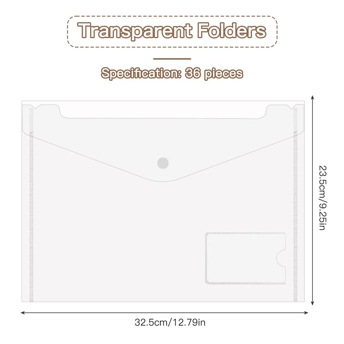 36 Transparente Bolsillos Para Documentos, Portadocumentos Plastico A4 con Botones, Folders Transparentes A4 para La Escuela y Material de Oficina, Carpeta con Transparentes