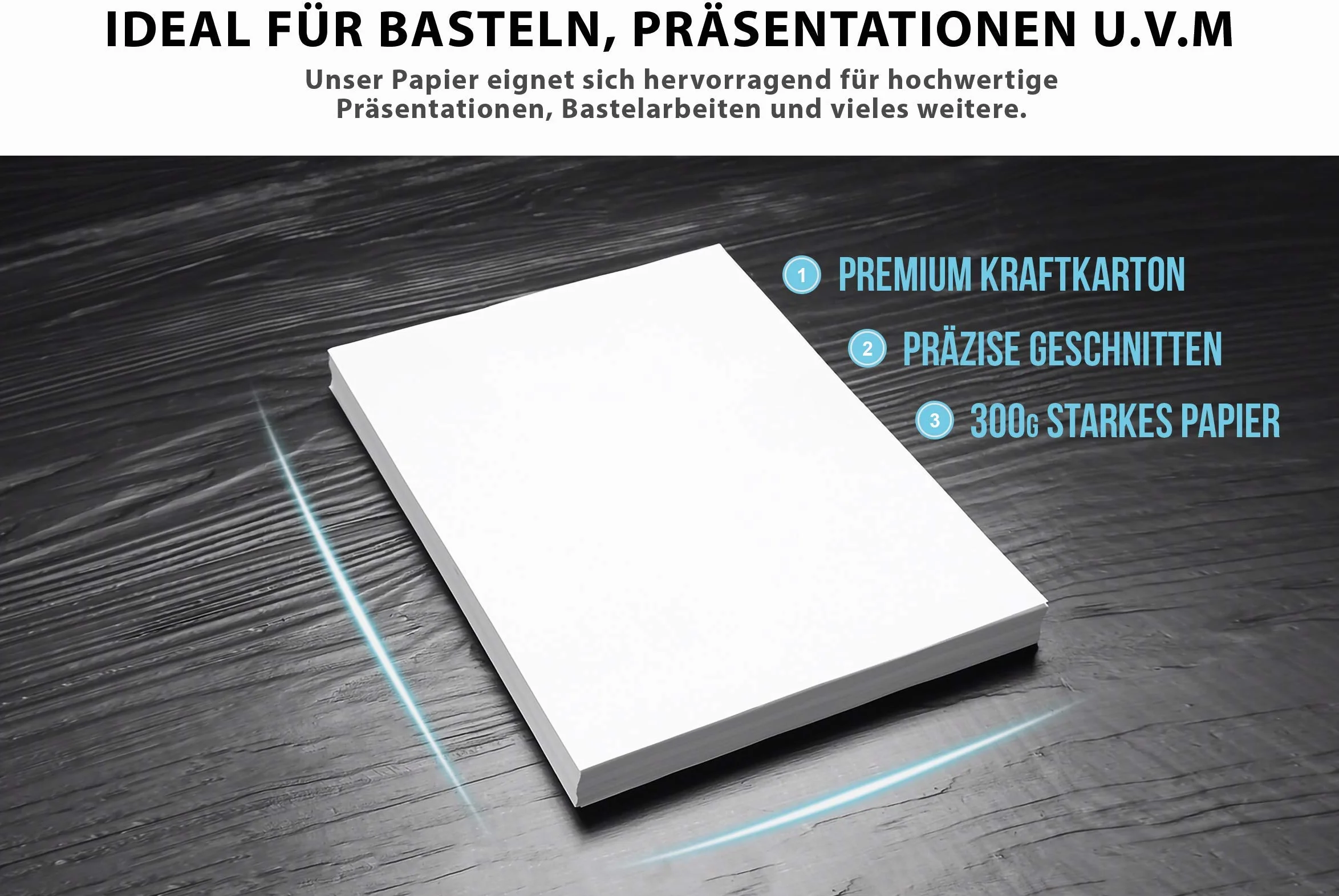 Cartulina blanca para manualidades 300g/m² - PAPEL PREMIUM - DIN A4-21 x 29,7 cm - papel de impresora blanco sin imprimir para, presentaciones, CARTÓN FOTOGRÁFICO, cartulina - MADE IN GERMANY