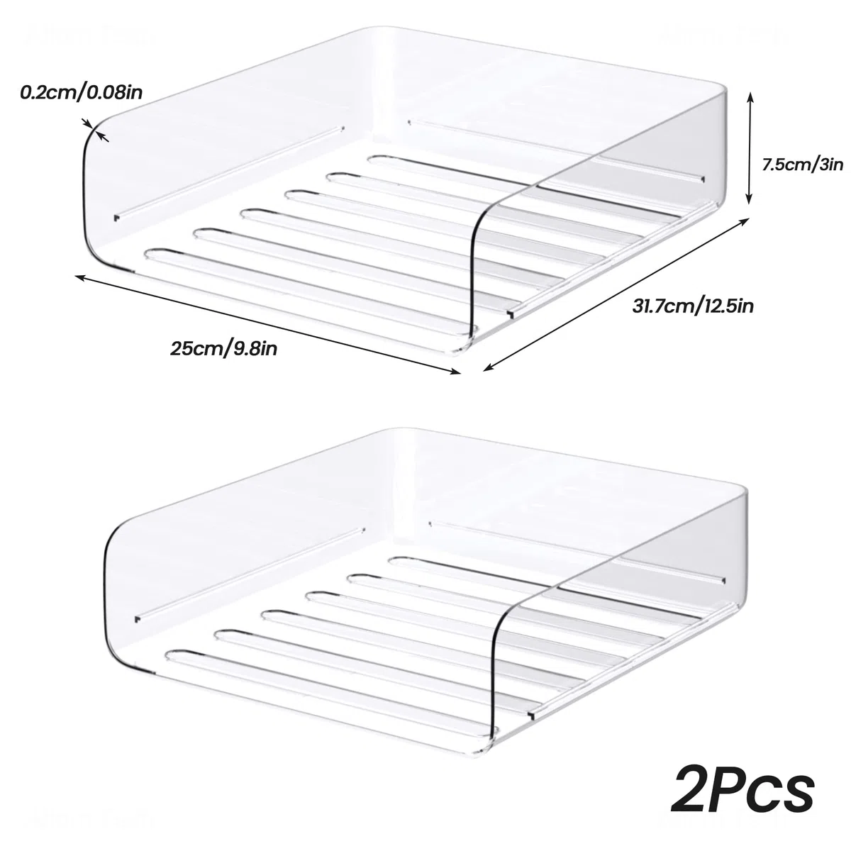 Tomorotec Set de bandejas para Carta A4, Pet Transparente, Organizador apilable para Documentos, Archivos y Libros, Carga Lateral, Base Antideslizante y Soporte de apilado Convexo (2 Retrato)