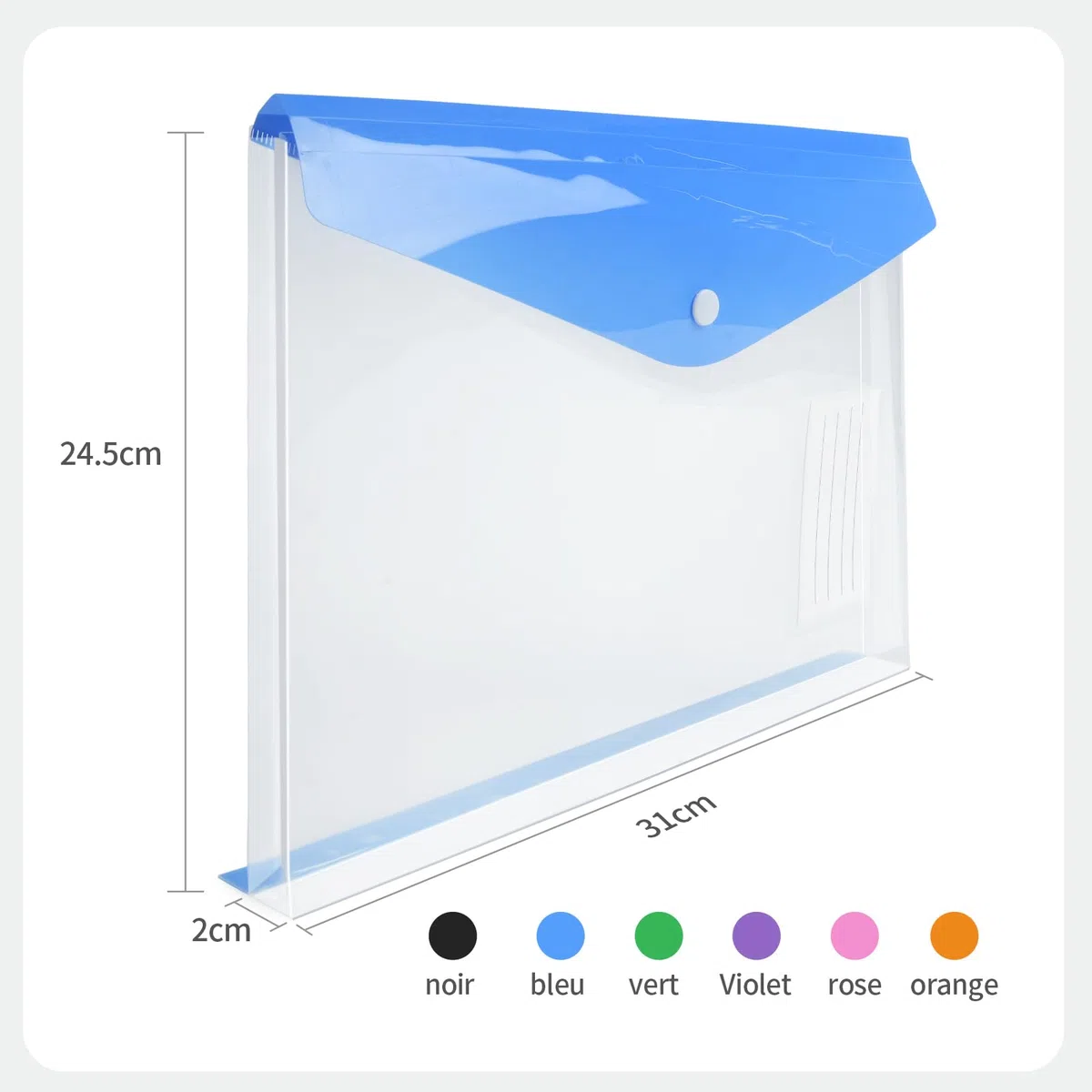 Elalove 12 Fundas Transparentes A4 Multitaladro - Fundas de Plástico A4 con 6 Colores, Impermeables y Duraderas para Organizar Documentos en Oficina, Escuela o Hogar (24.5x31 cm)