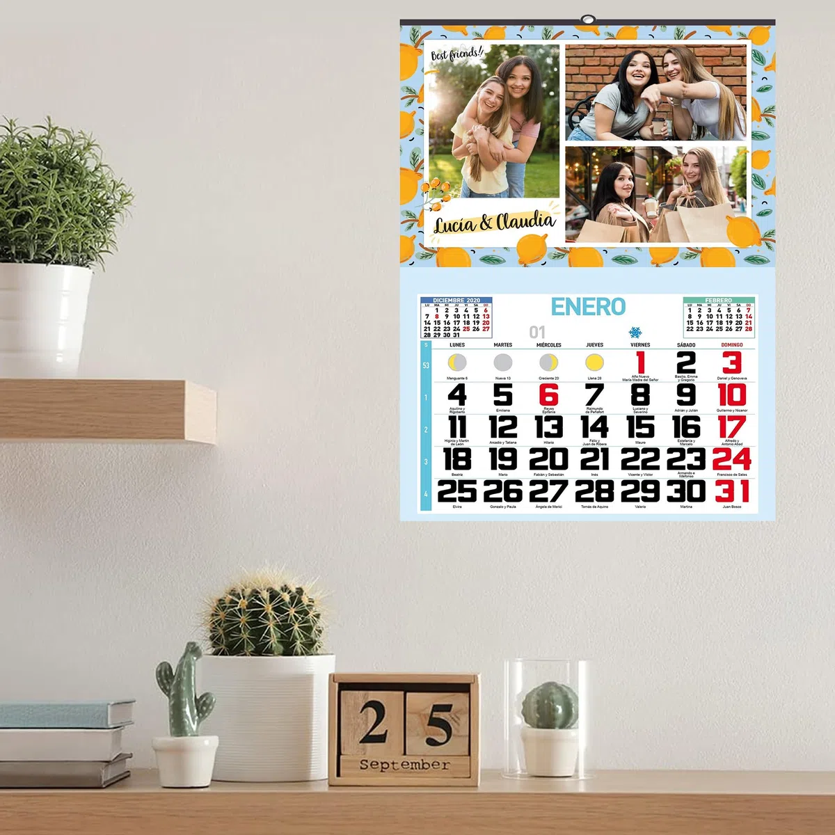 Calendario 2026 de Pared Personalizado - Calendario 2026 Mensual con Festivos Enero 2026 a Diciembre 2026 - Contiene Colgador para Facilitar su Colocación en Pared. ONEPERSONAL