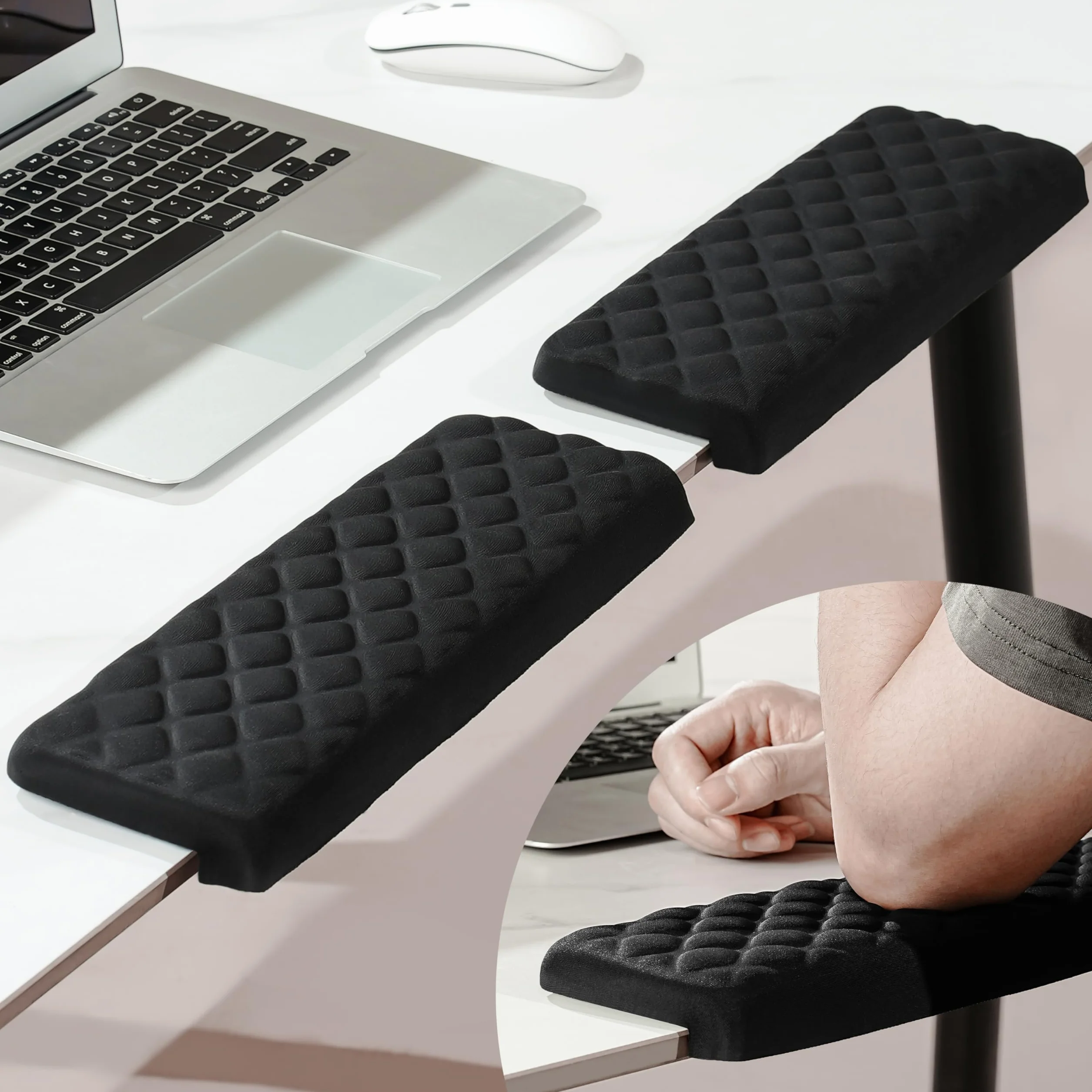Yamobi 2-teiliges L-Förmige Tastatur Handgelenkauflage,Foam Handballenauflage mit Nonslip-Basis,Ergonomisches Schreibtisch - Kanten - Kissen für Büro (30x10cm)