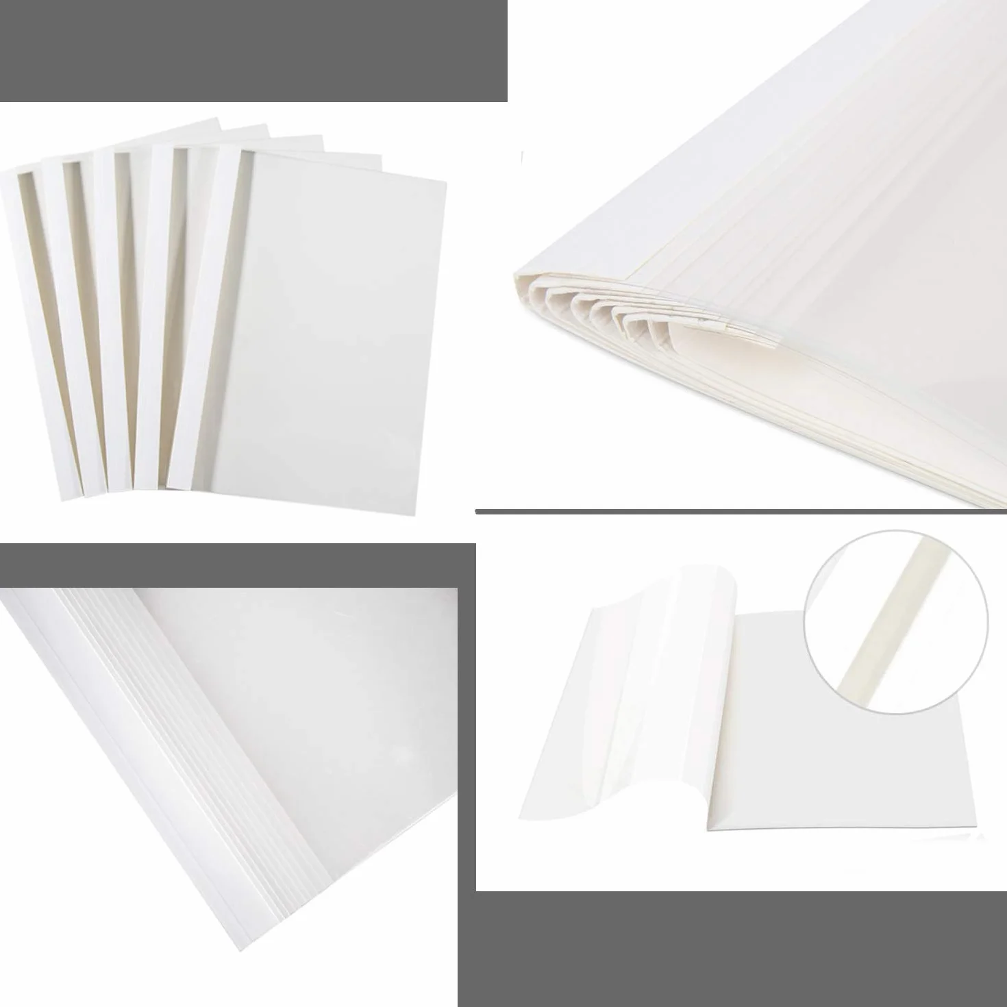 TUKA 20x A4 Carpetas Térmicas de 6 mm (Capacidad 60 Hojas), Fundas para Encuadernación Térmicas, Frente Transparente, Cubierta de Encuadernación Térmica, Paquete de 20, Blanco, TKD9200-A4-white-20x