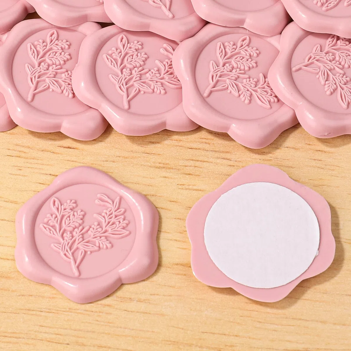 50 Pegatinas de Sello de Cera Hojas de Eucalipto Autoadhesivas para Decoración de Sobres de Invitación de Boda Regalo Fiesta Rosa