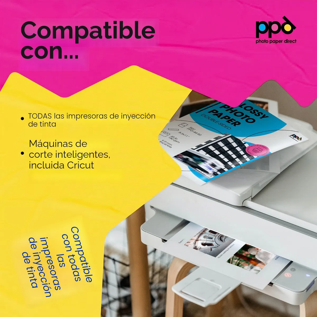 PPD 50 Láminas de Papel Fotográfico A3 para Inyección de Tinta de Doble Cara Brillante/Brillante (180 g/m2) PPD-106