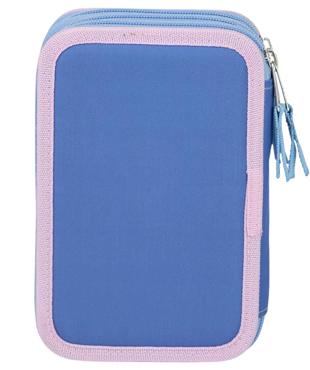 Plumier Escolar Triple 44 Piezas – para Stitch Fan – Estuche 3 Cremalleras Azul con Lápices, Rotuladores y Accesorios – Idea Regalo Niña – Gadget Oficial