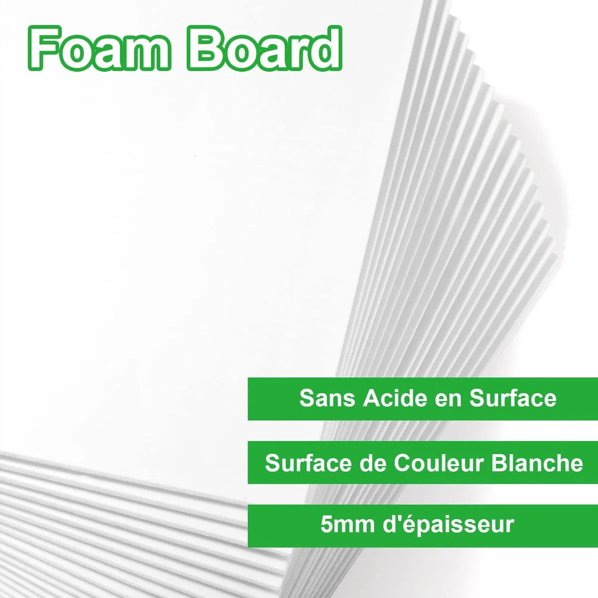 ASelected Pack de 24 Carton Pluma A4 Blanco 5 mm, Foam Board 210 x 297 mm, Tablero de Espuma Ligero para Manualidades, Maquetas, Presentaciones, Escuela y Oficina