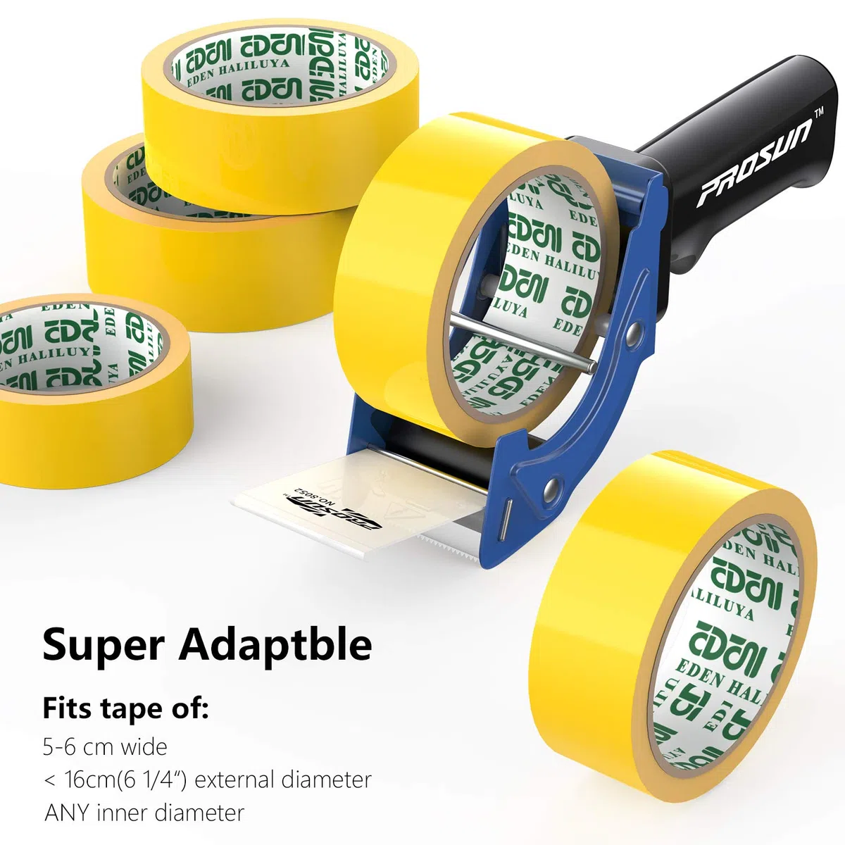Dispensadores de Cinta Adhesiva con Mango Ergonómico, 50mm Dispensador de Cinta para Fácil Utilización en Trabajos de Empaquetado, Azul