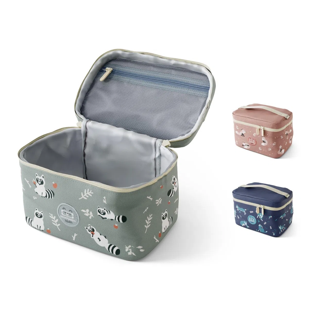 monbento - Bolsa Termica Infantil Frosty verde Raccoon - Nevera Portatil 5 L para Fiambrera, Botella y Tentempiés - Bolsa Comida Niños Ideal para el Colegio o el Picnic – Personalizable – Mapache
