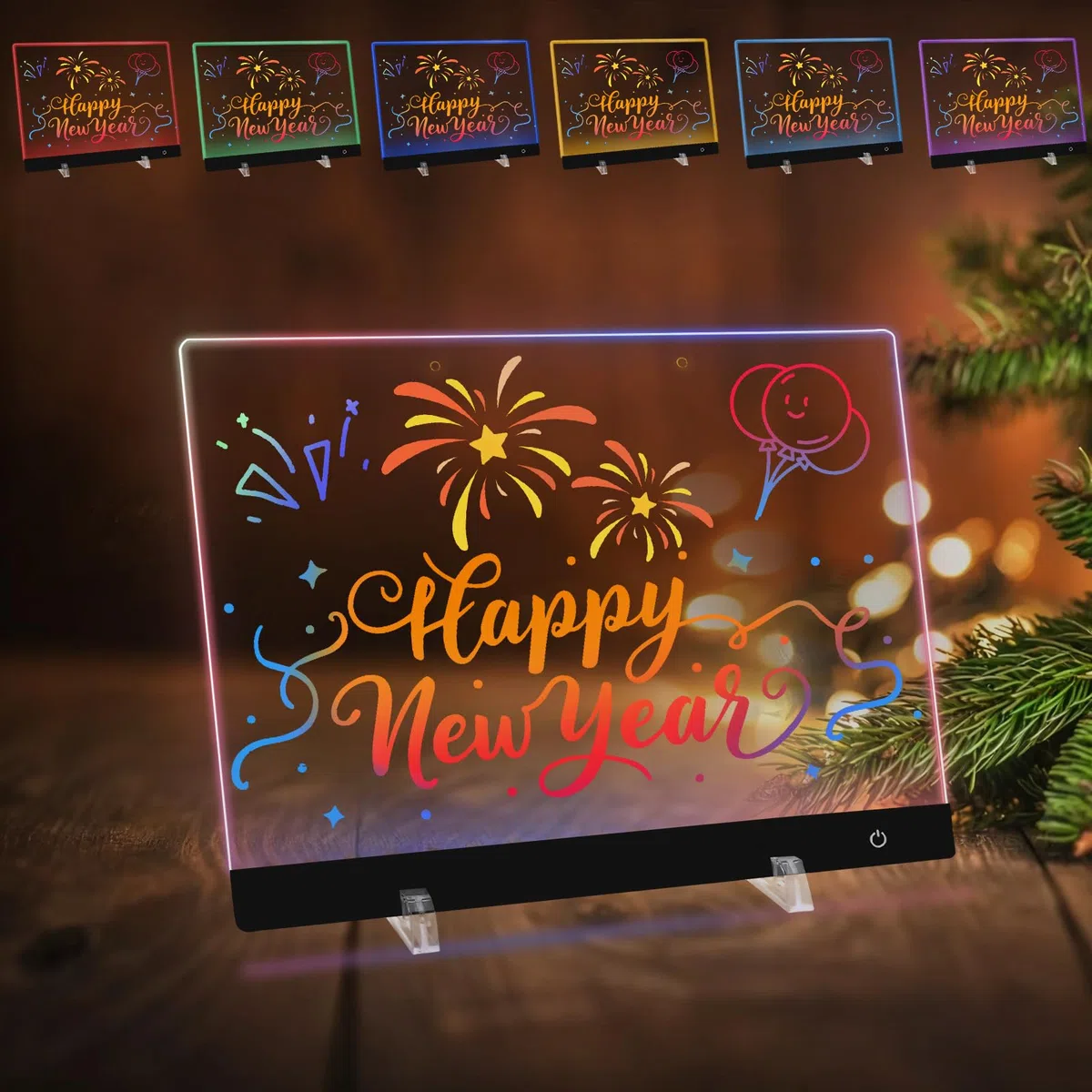 Pizarra de Mensajes con LED luminosa, 30x40cm 5 Modos & 6 Colores Pizarra de Escritura de Acrílico, Tablero acrílico mensaje con 7 Bolígrafos de neón,Tablero de Dibujo LED, Regalo creativo