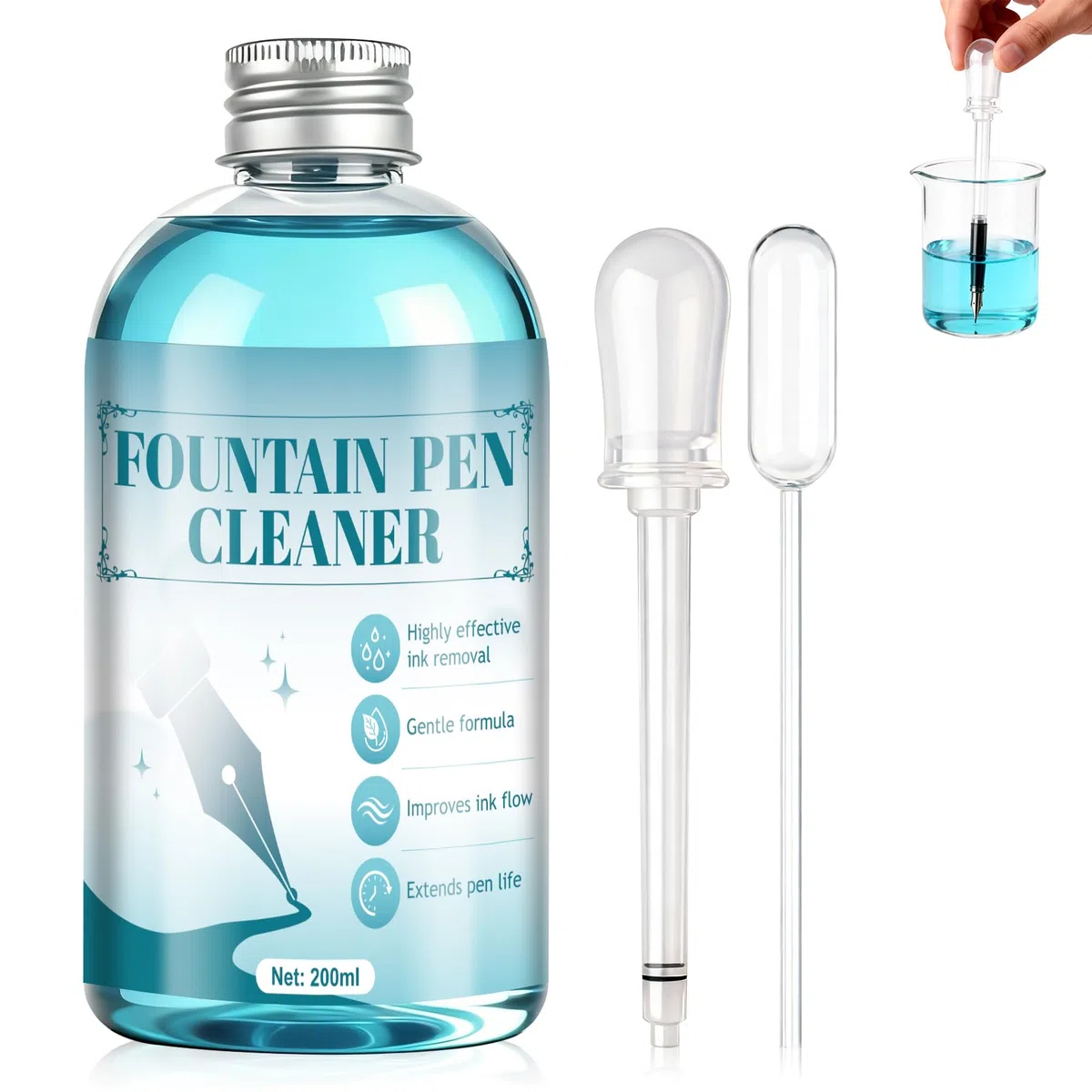 Limpiador Para Pluma Estilográfica, Fountain Pen Cleaning Kit, Limpiador de Plumas Estilográficas, Adecuado para Todo Tipo de Plumas Estilográficas y Plumillas