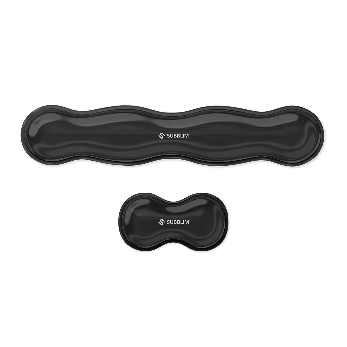 SUBBLIM Pack Reposamuñecas ERGO CRYSTAL FLEX, Gel para Teclado + Ratón, Diseño Ergonómico Ondulado Antideslizante, Alivio Túnel Carpiano. Para oficina y gaming