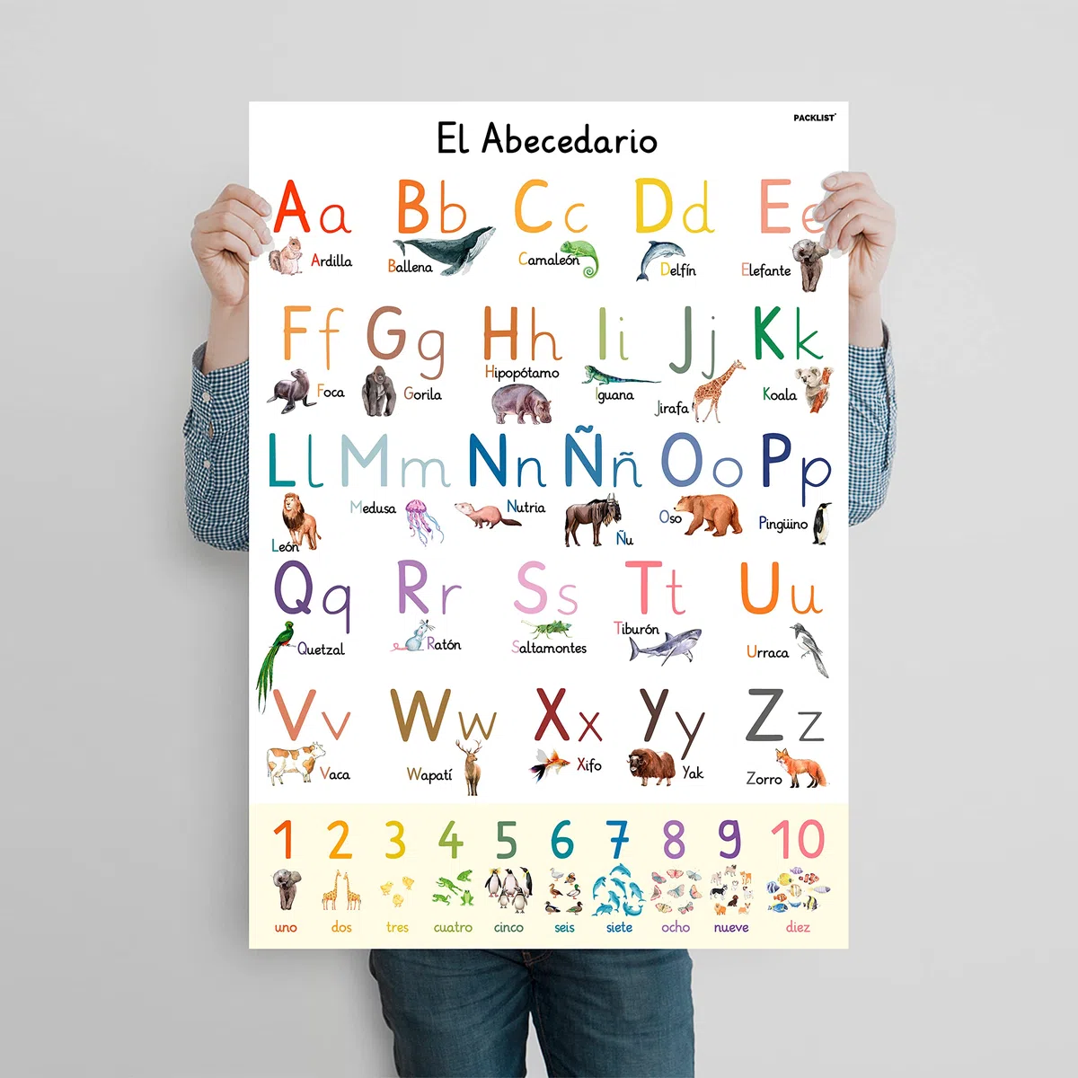 Poster del Abecedario para Niños en Español - Poster con Letras Grandes y Animales Divertidos para un Aprendizaje Fácil - Perfecto para Decorar Habitaciones Infantiles y Aulas