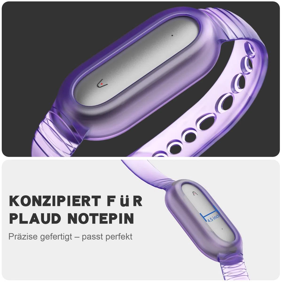 Carcasa de TPU para Paid Note Pin Voice Recorder con correa integrada, antigolpes, resistente a los arañazos, a prueba de polvo, ligera y duradera, ideal para el uso diario (morado claro)