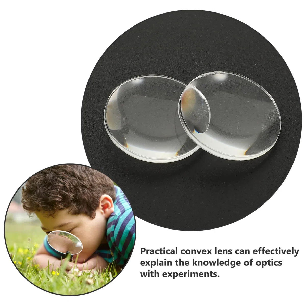 ULTECHNOVO 60 Lentes Convexas Dobles De 25 Mm De Diámetro Lentes De Vidrio Esféricas De Acrílico Transparente Trabajadas Ópticamente Con Bordes Esmerilados Para Aulas De Laboratorios De