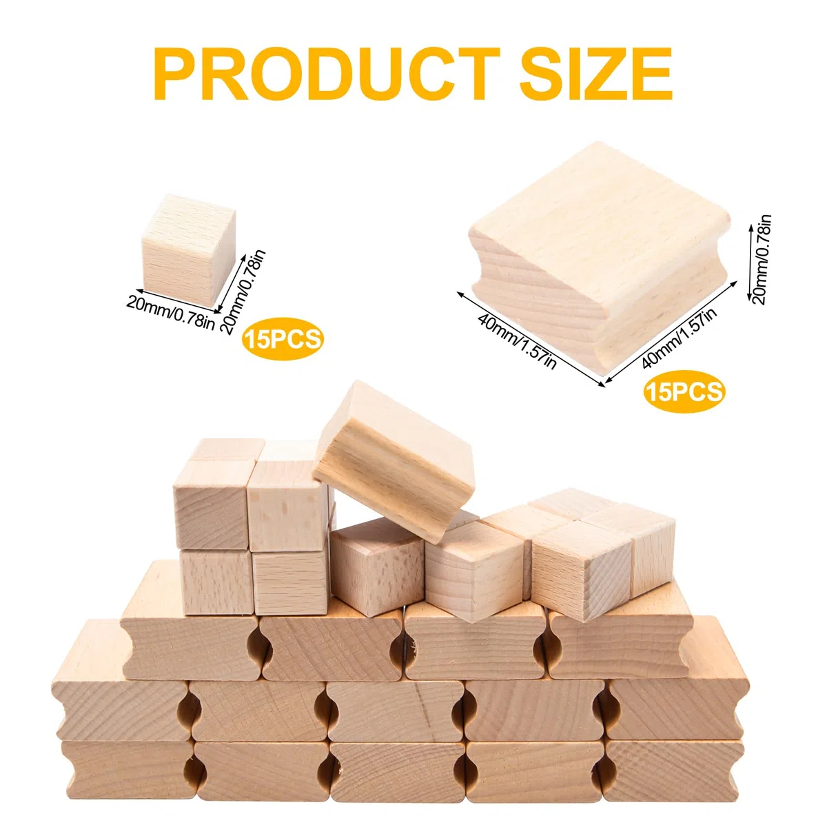 30 Piezas Soporte de Sellos de Madera en Blanco Bloques de Madera Dura para Hacer 2cm/4cm con Caucho para Sellos para Sello fijo de madera para Producción de bricolaje