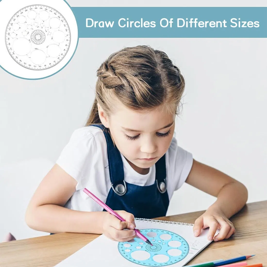 4 Trazador de Círculos,Plantillas de Dibujo Geométrico,Plantillas Circulares de Dibujo,Regla Circular de Dibujo,Plantillas para Dibujar, Plantilla de Medición de Plástico, para Oficina, Hogar, Escuela