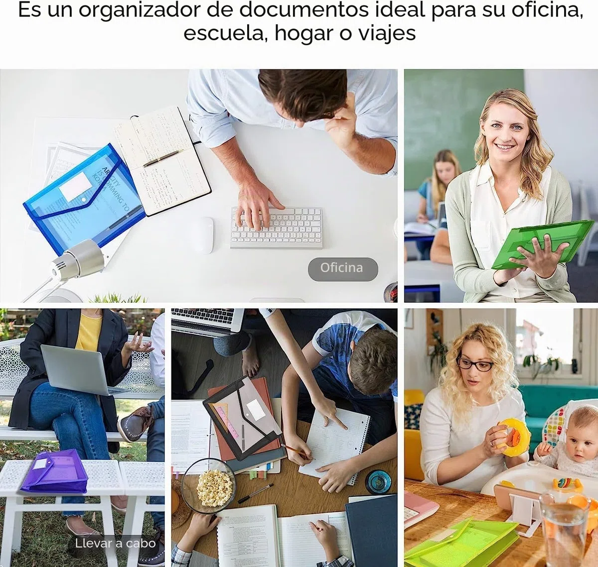 Carpeta de Archivos de Plástico A4, 8 Piezas Archivos de Plástico con Botones Carpeta Impermeable Documentos Premium Archivos Sobre Carpetas para Escuela, Oficina, Casa