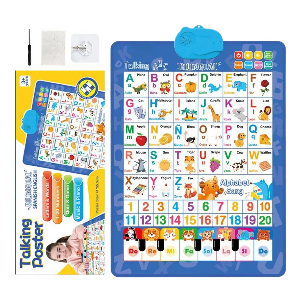 Cartel Parlante | Interactivo Bilingüe Hablando - Posters D Aprendizaje para con Música Española E Inglés - para Clase Casa Guardería Sala De Juego Navidad