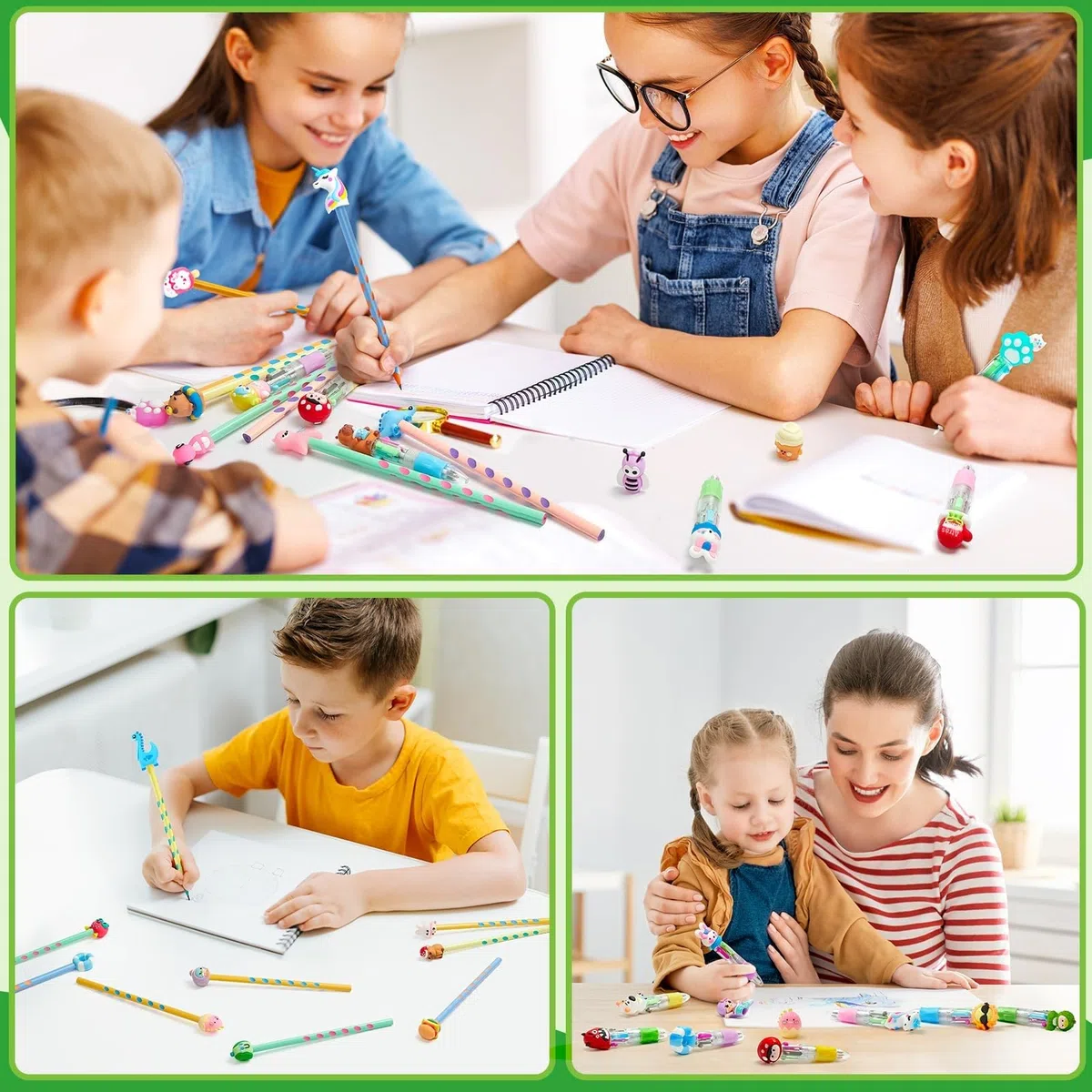48 Boligrafo Multicolor 4 en 1: 24 Boligrafo Multicolor+24 Lápices, Regalos Cumpleaños Niños Colegio, Detalles Cumpleaños Niños, Bolígrafos Divertidos para Fiestas Infantiles