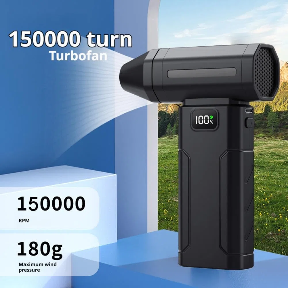 Plumero de aire eléctrico, potente soplador de polvo inalámbrico de 150000 rpm, ventilador de polvo eléctrico ajustable de 5 engranajes con pantalla de pantalla, limpiador de aire recargable para PC