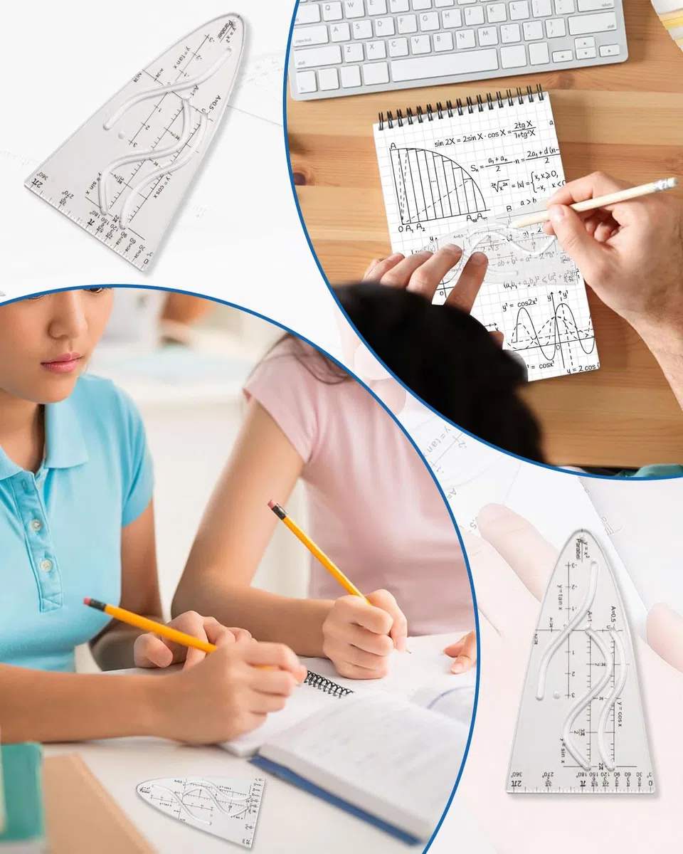 3 pcs plantilla parabólica matemáticas, plantilla curva, regla parabólica, plantilla de dibujo parabólico, curva geométrica plantilla regla para estudiantes, oficina, diseñadores de dibujo
