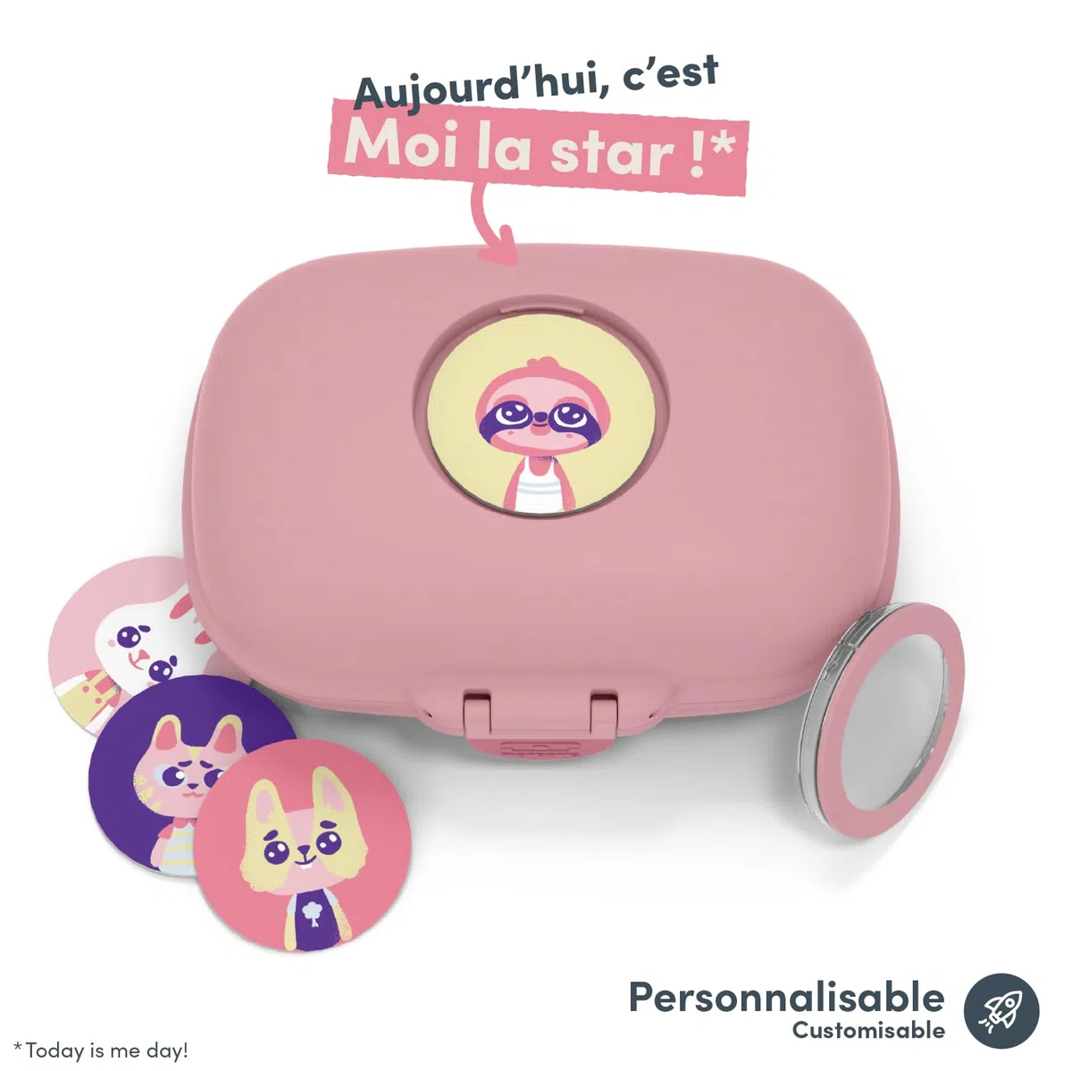MONBENTO - Caja de Merienda Infantil MB Gram Blush - Caja de Merienda para Niños - Ideal Escuela o Parque - Sin BPA - Segura y Duradera - Rosa