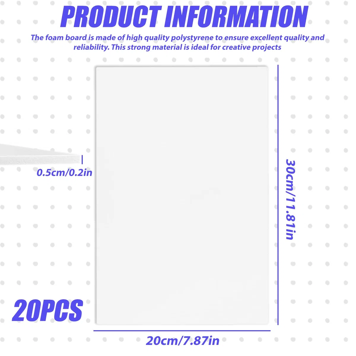 20 placas de espuma A4 blancas, 5 mm, para manualidades, presentaciones, exposiciones de arte, señalización, proyectos de oficina escolar