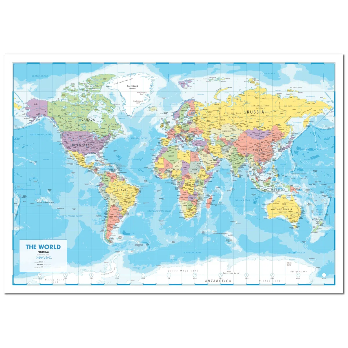 Póster de mapa del mundo para pared, 84 x 60 cm, mapa grande del Atlas del mundo para pared, regalo para aula o geografía