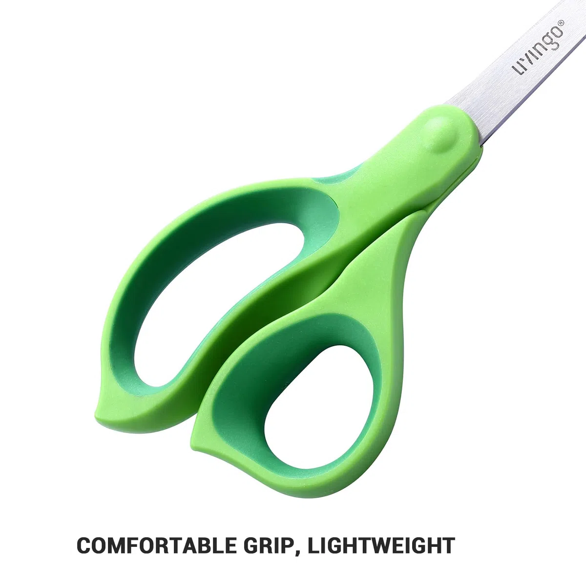 LIVINGO Tijeras para zurdos para adultos, revestimiento de acero inoxidable forjado, tijeras de agarre cómodas, superafiladas para zurdos, para oficina, hogar, uso general, manualidades profesionales