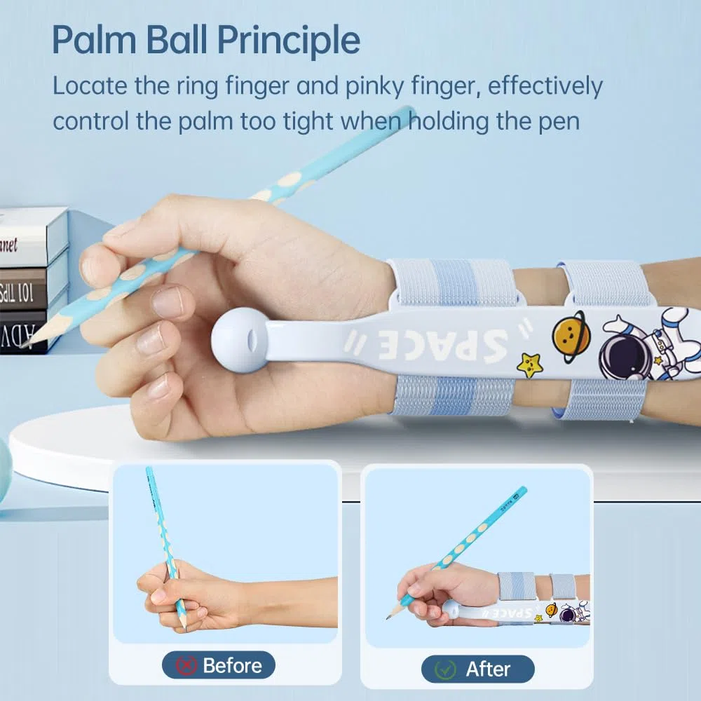 HUIOP Agarre del lápiz,Lápiz Corrección de Ayuda para Escritura a Mano Corrector de muñeca para niños Sosteniendo la Pluma Pinza de Postura Proteger Las articulaciones con Pulsera Ajustable para