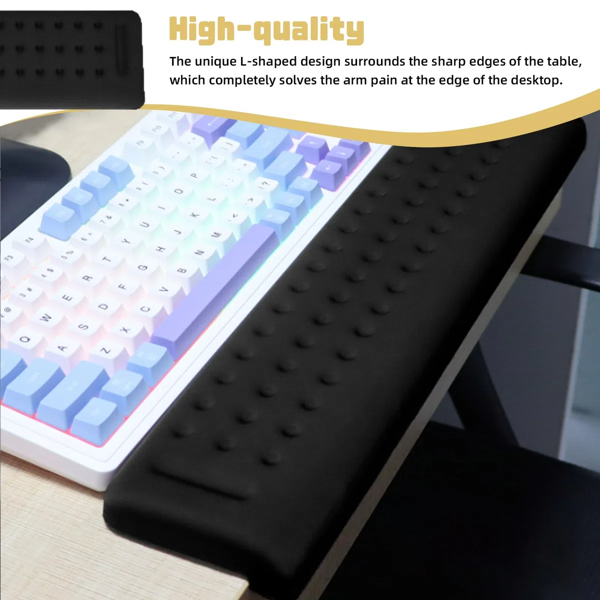 Reposamuñecas en forma de L: 2 almohadillas antideslizantes de espuma viscoelástica, muñequera, antebrazo, codo, reposamuñecas, borde de mesa para bordes de mesa, mesas de ordenador (30 x 10 x