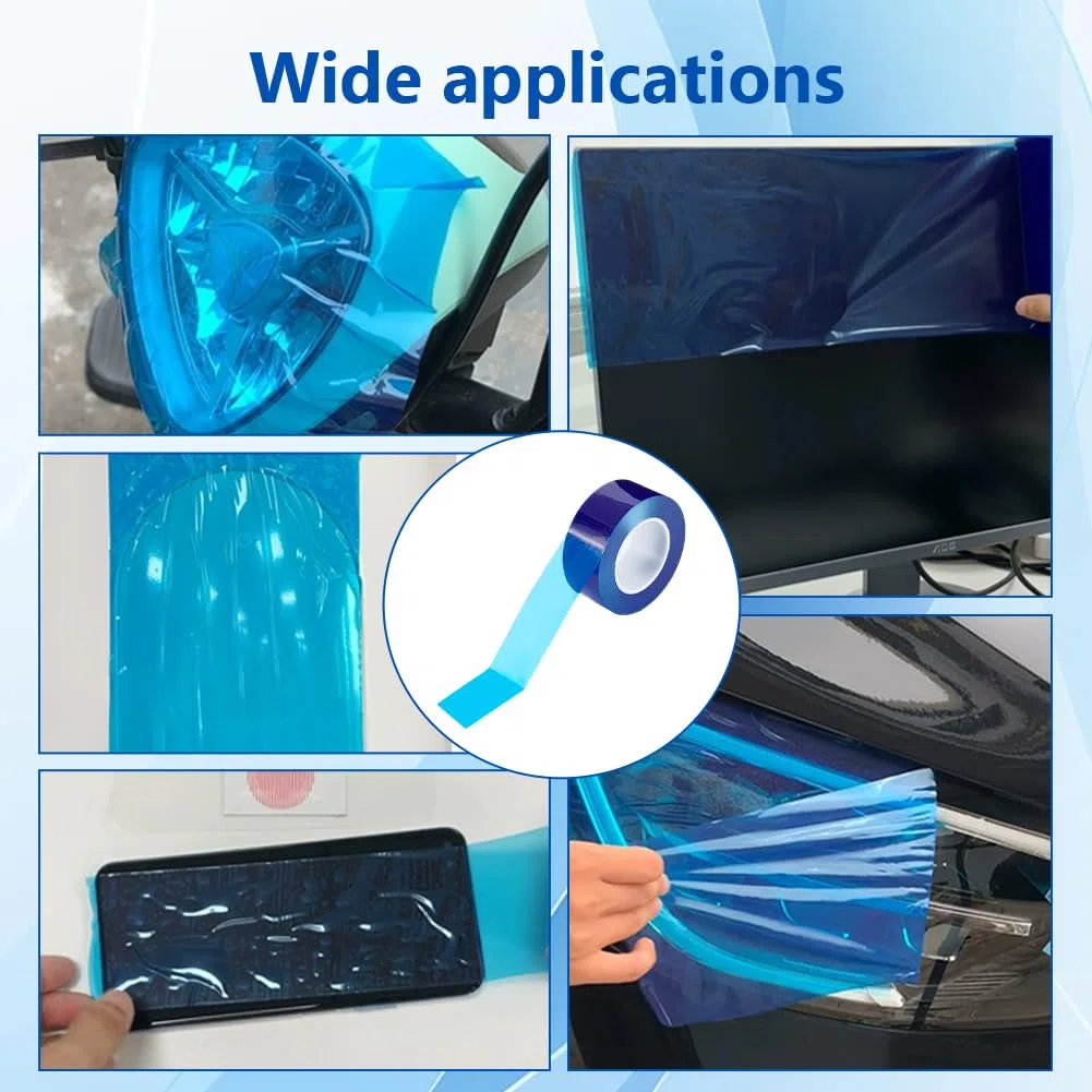 NBEADS Cinta adhesiva protectora para superficies de 400 m, rollo de película protectora transparente antiarañazos extraíble de 5 cm de ancho para ventanas de cristal, metal y plástico, cielo azul