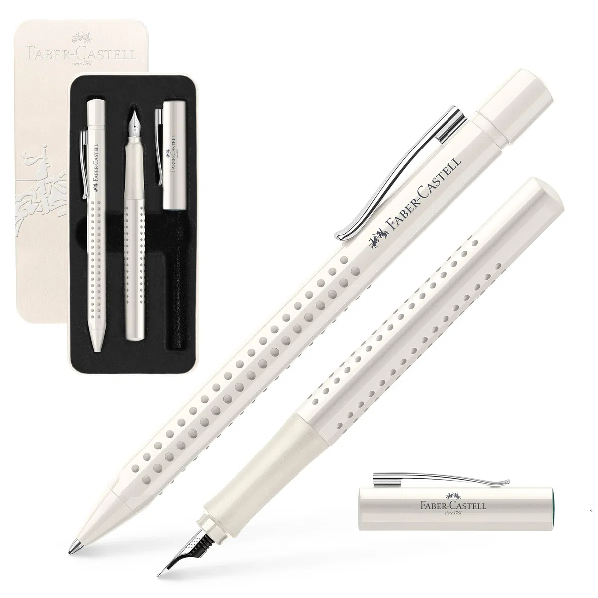 Faber-Castell 201527 - Set Estilográfica M y Bolígrafo M - Leche de Coco.