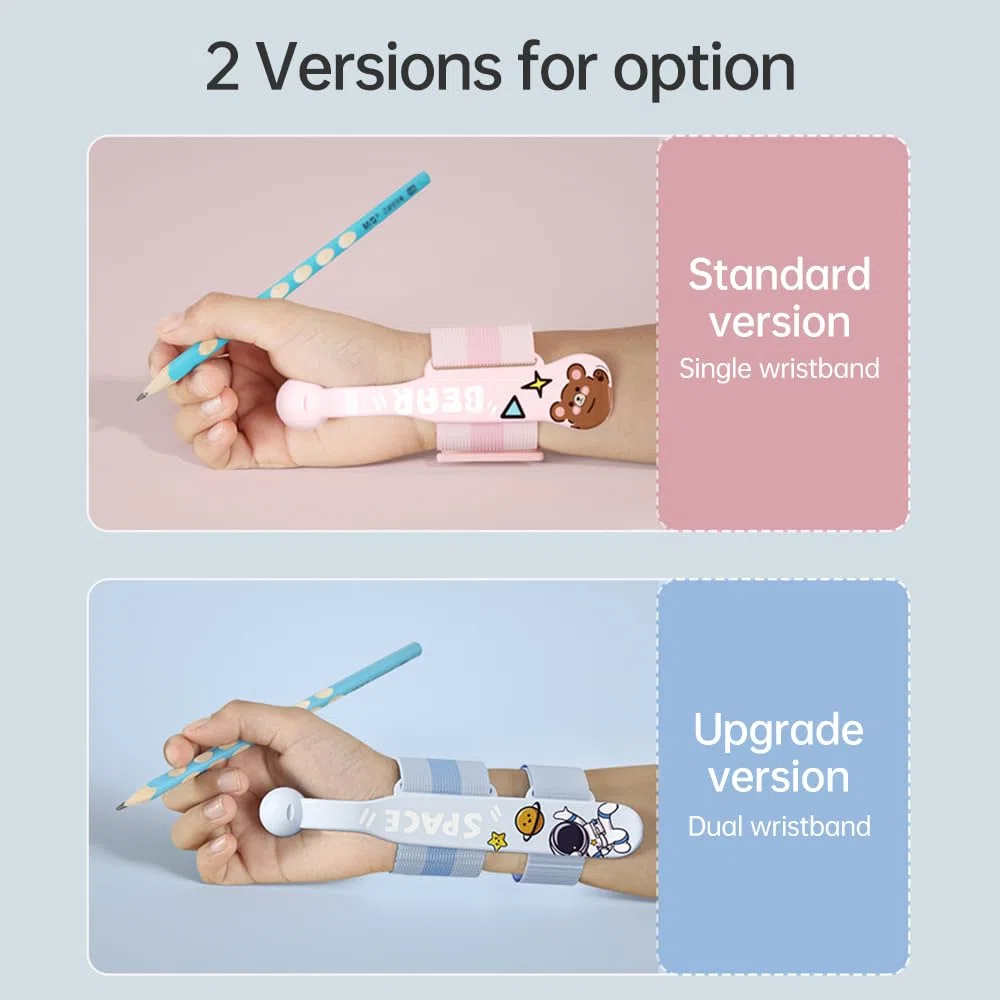 HUIOP Agarre del lápiz,Lápiz Corrección de Ayuda para Escritura a Mano Corrector de muñeca para niños Sosteniendo la Pluma Pinza de Postura Proteger Las articulaciones con Pulsera Ajustable para