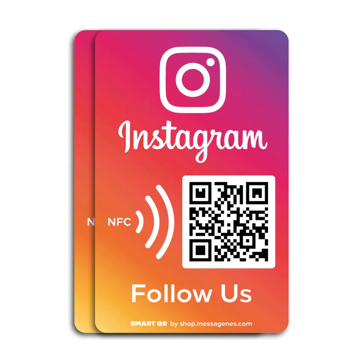 MESSAGENES - Pegatina con NFC y QR | Pegatina para Conseguir Seguidores | Compatible con Instagram | Pack 2 Unidades | QR Dinámico Editable | Analíticas de Escaneo | Sirve para iPhone y Android