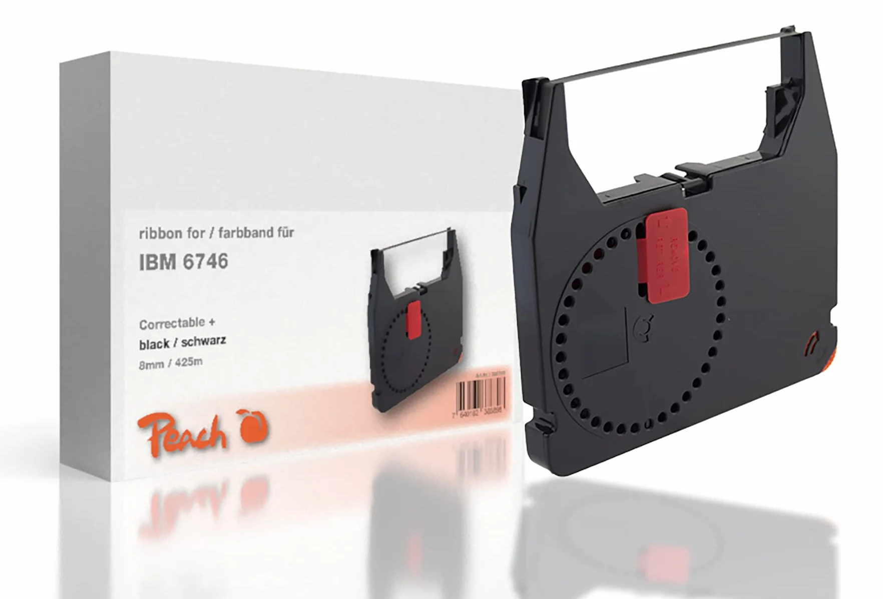 Peach 6746, BK, 8 mm/425 m, Corregible, Cinta Compatible con IBM