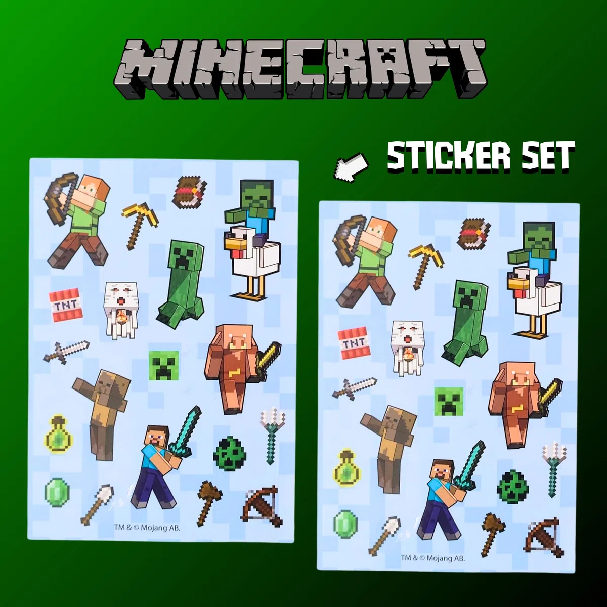 Minecraft Juego de Papelería, Incluye Regla Lapiz Boligrafo Pegatinas Goma de Borrar Sacapuntas Cuaderno y Candado con Llaves, Regalo Set de Papeleria para Niños