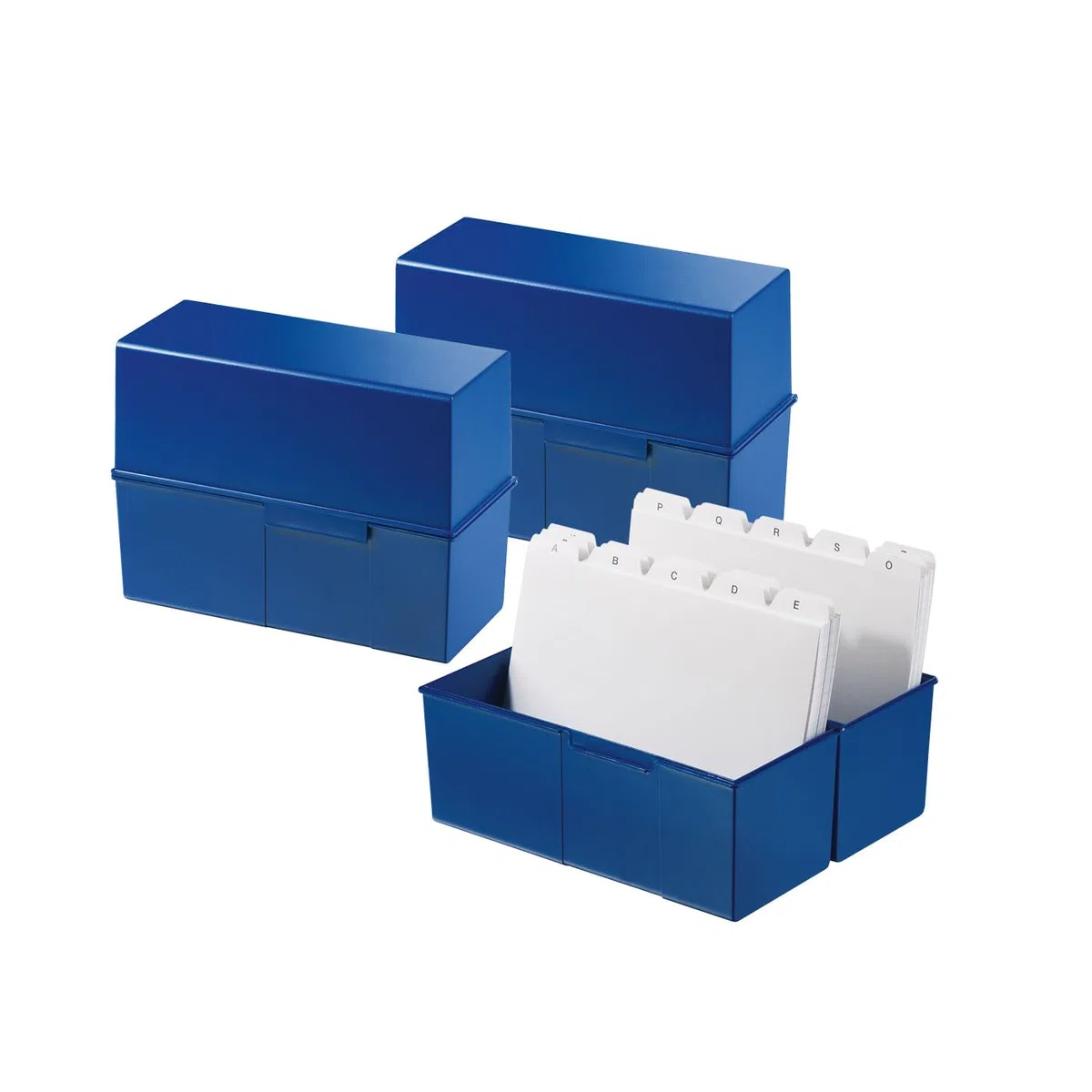HAN Caja para fichas DIN A5 horizontal para 450 tarjetas con bisagra de acero, color azul