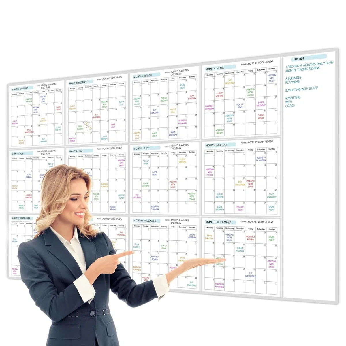 Planificador Anual 2026 Pared, 150 X 85cm Calendario Anual Pizarra Blanca Borrable En Calendario Planificador Anuals Borrable - Calendarios Anuals De Pizarra En Reutilizable Para