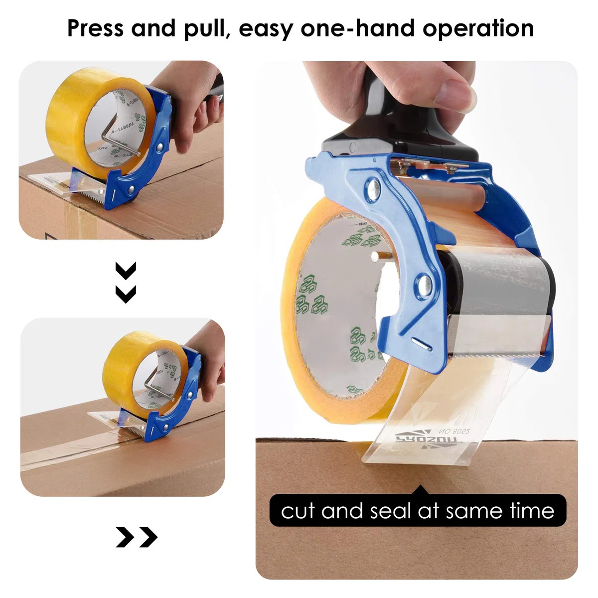 Dispensadores de Cinta Adhesiva con Mango Ergonómico, 50mm Dispensador de Cinta para Fácil Utilización en Trabajos de Empaquetado, Azul