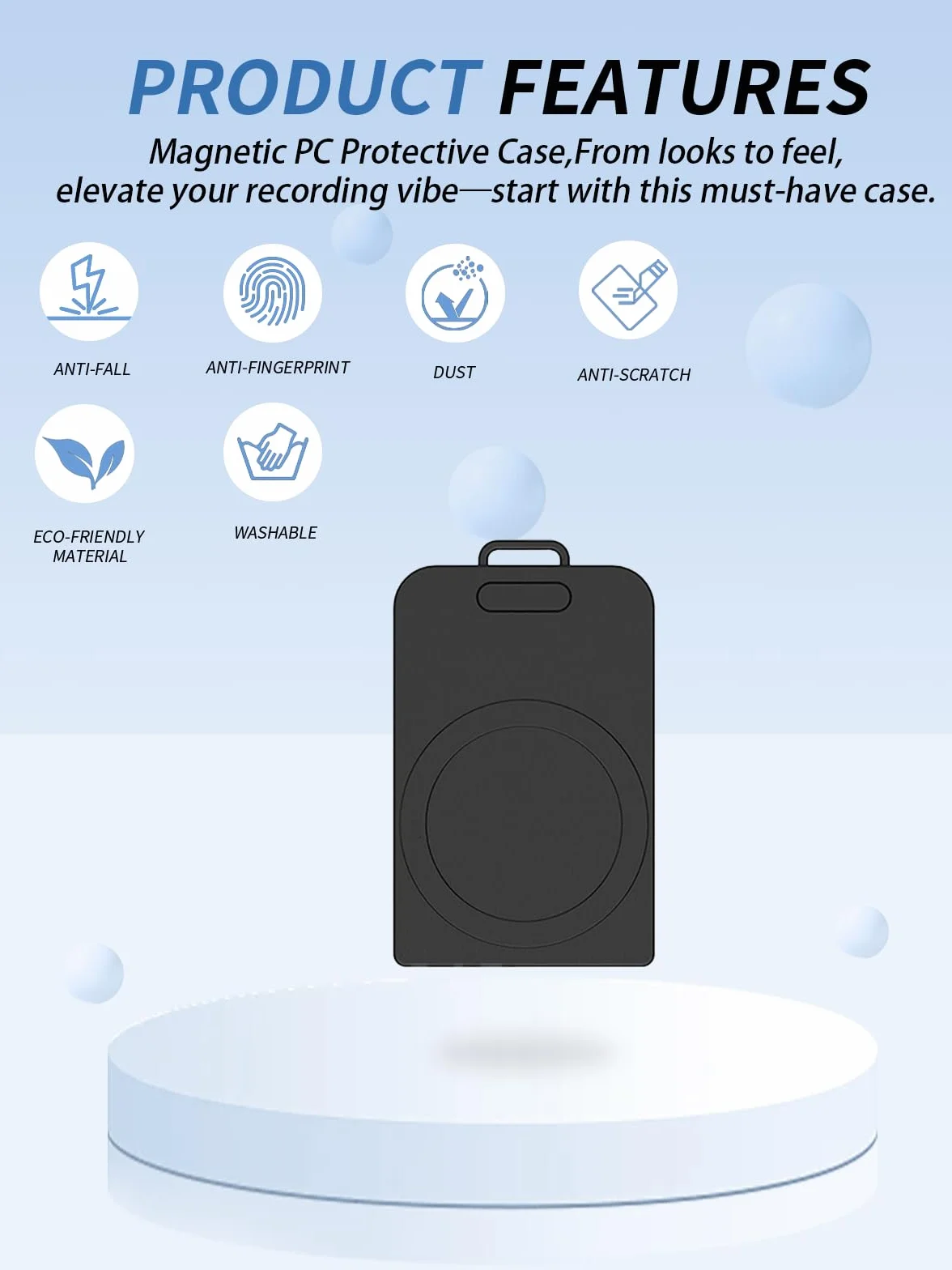 Funda Magnética Protectora para PLAUD Note/Note Pro, a Prueba de Polvo, Resistente a Golpes, Negro