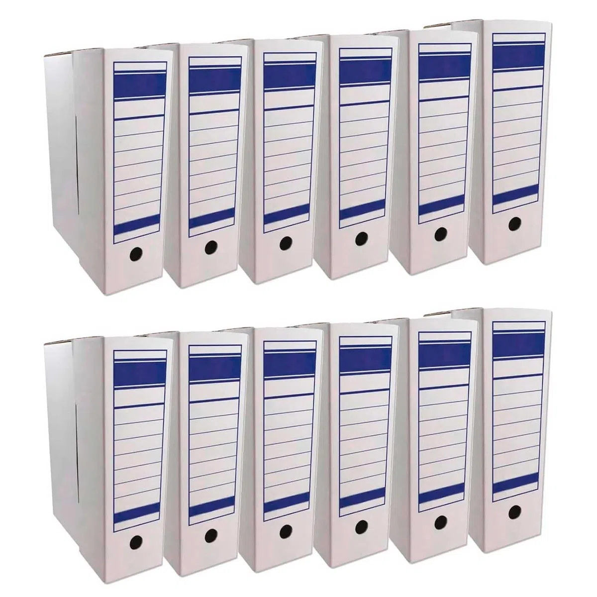 Acan Tradineur - Pack de 12 archivadores definitivos, caja archivo plegable de cartón, 2 posiciones, tamaño folio, fácil montaje, conservar documentos, facturas, 36 x 25 x 9 cm
