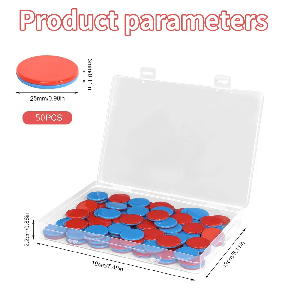 100 placas reversibles de color rojo y azul, con cajas de plástico, ayuda de cálculo de 1 clase, ayuda para matemáticas, fichas reversibles para manos de niños, escuela primaria, tareas de cálculo