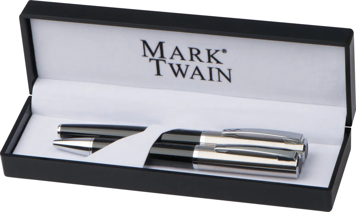 Juego de escritura de metal de alta calidad – Bolígrafo giratorio y bolígrafo en elegante embalaje acrílico azul escribiendo elegante set de regalo para oficina, escuela y negocios