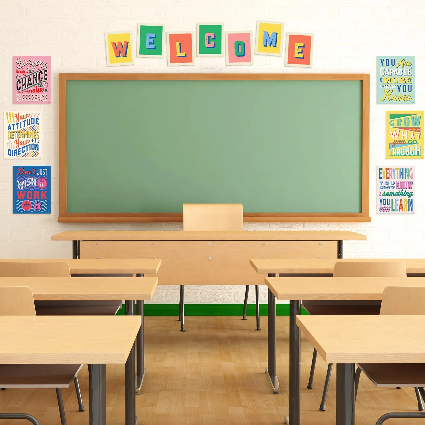 Sweetzer & Orange Juego de 8 carteles de mentalidad de crecimiento y cartas de bienvenida para profesores y estudiantes – Decoración de dormitorio, oficina y aula para inspirar mentes jóvenes
